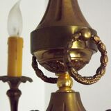 French vintage heavy brass 6 light empire style chandelier