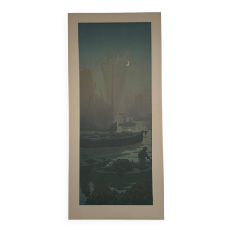 Lithograph by Henri Rivière The Enchantment of the Hours - The First Quarter