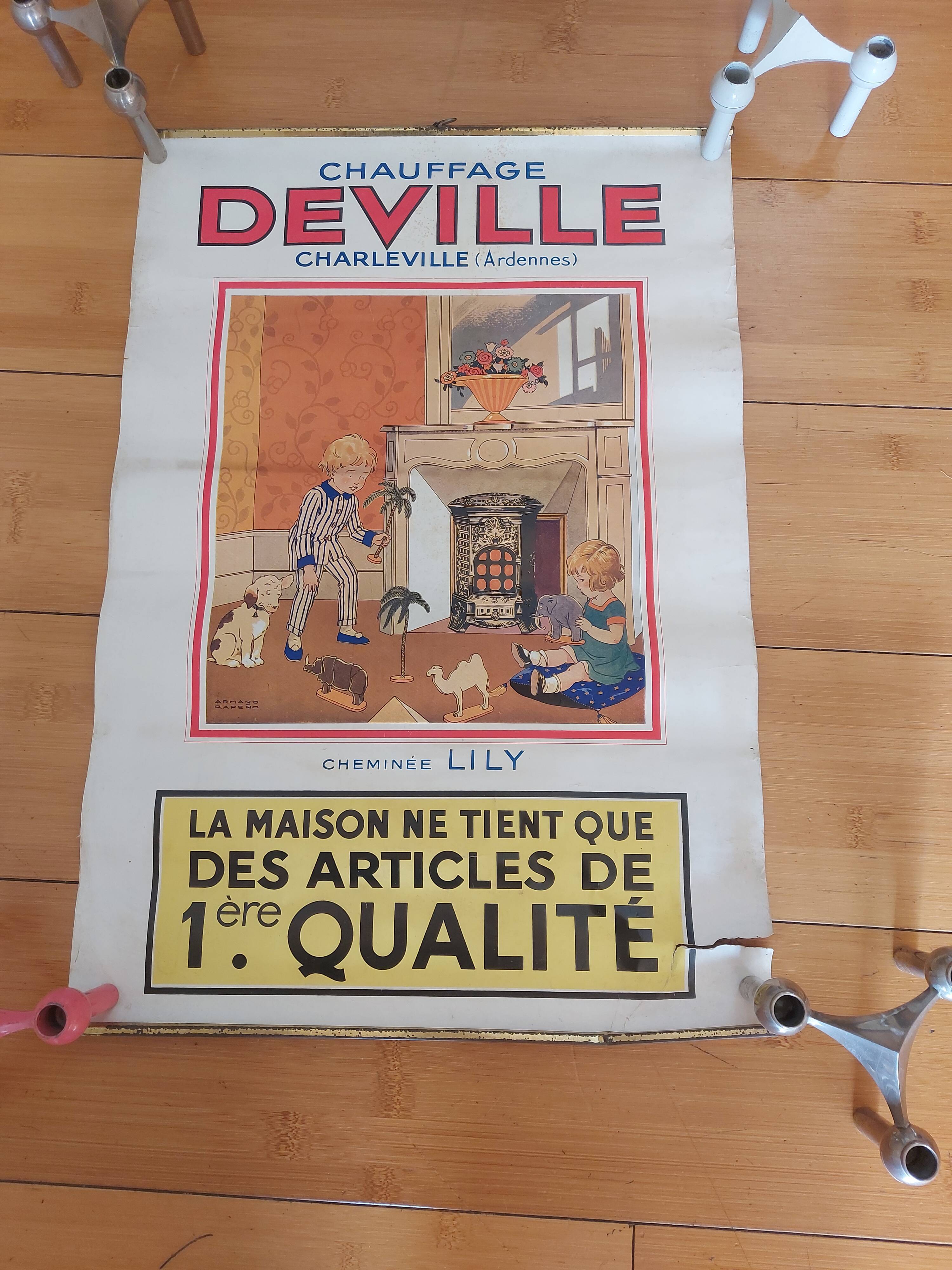 Lithographed poster heating Deville