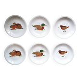 6 dessert plates in porcelain with animal decorations