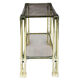 double-plated square tray in smoked glass and gilded brass structure from the late 1970s
