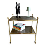 Vintage serving trolley brass, side table gold, bar trolley, coffee table