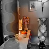 Floor lamp with 2 opaline lights seventies