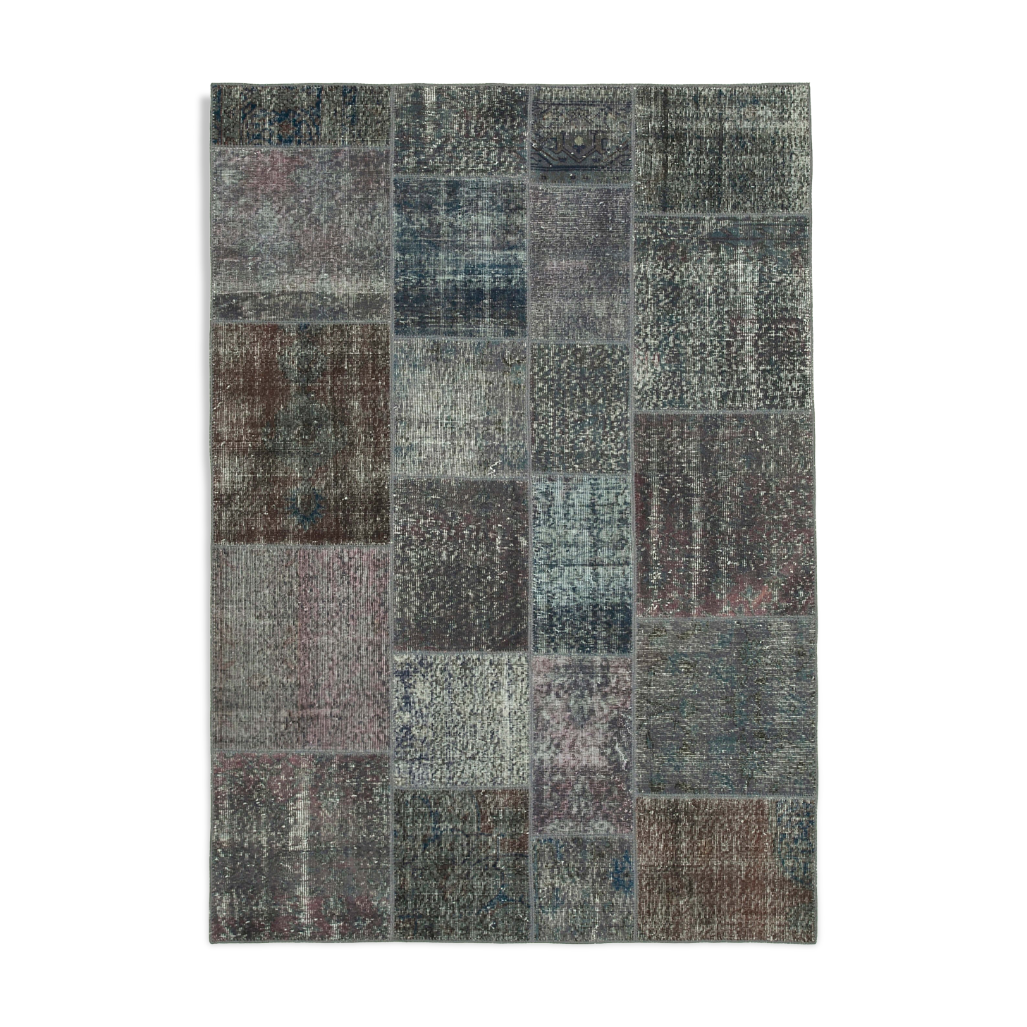 Handmade Oriental Contemporary 170 cm x 240 cm Grey Patchwork Carpet