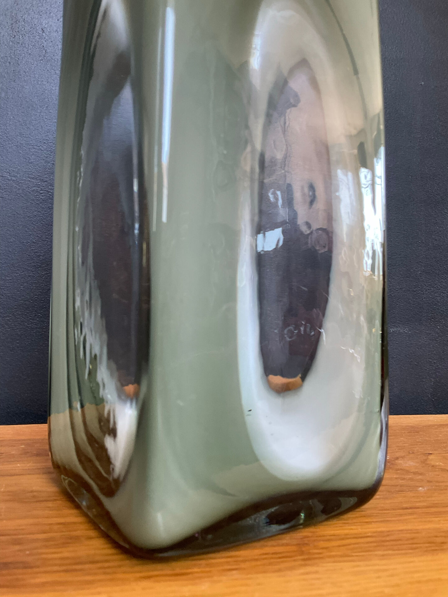 Space Age vase in double-layered smoked and white glass.