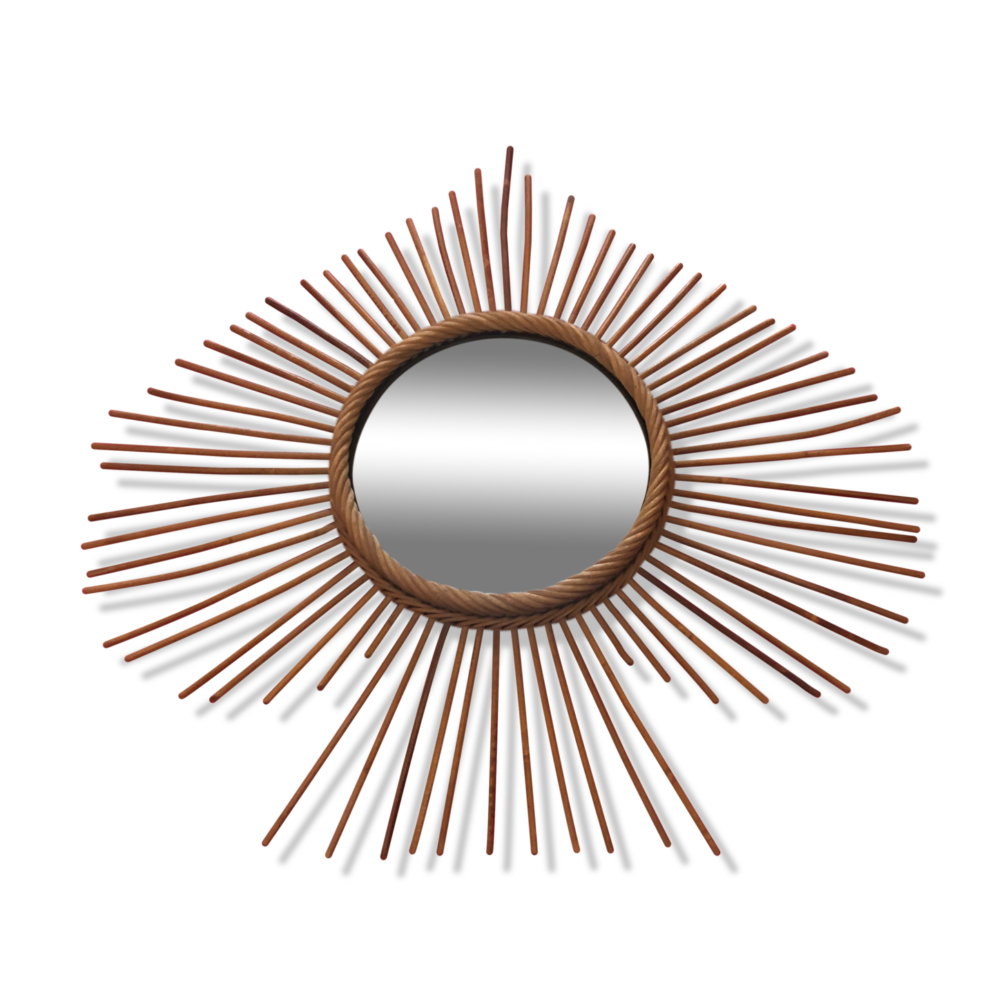 Vintage bamboo rattan mirror 60s