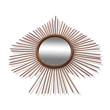 Vintage bamboo rattan mirror 60s