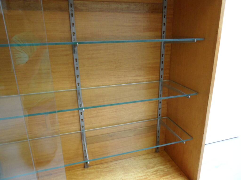 Vintage shop display cabinet with sliding doors