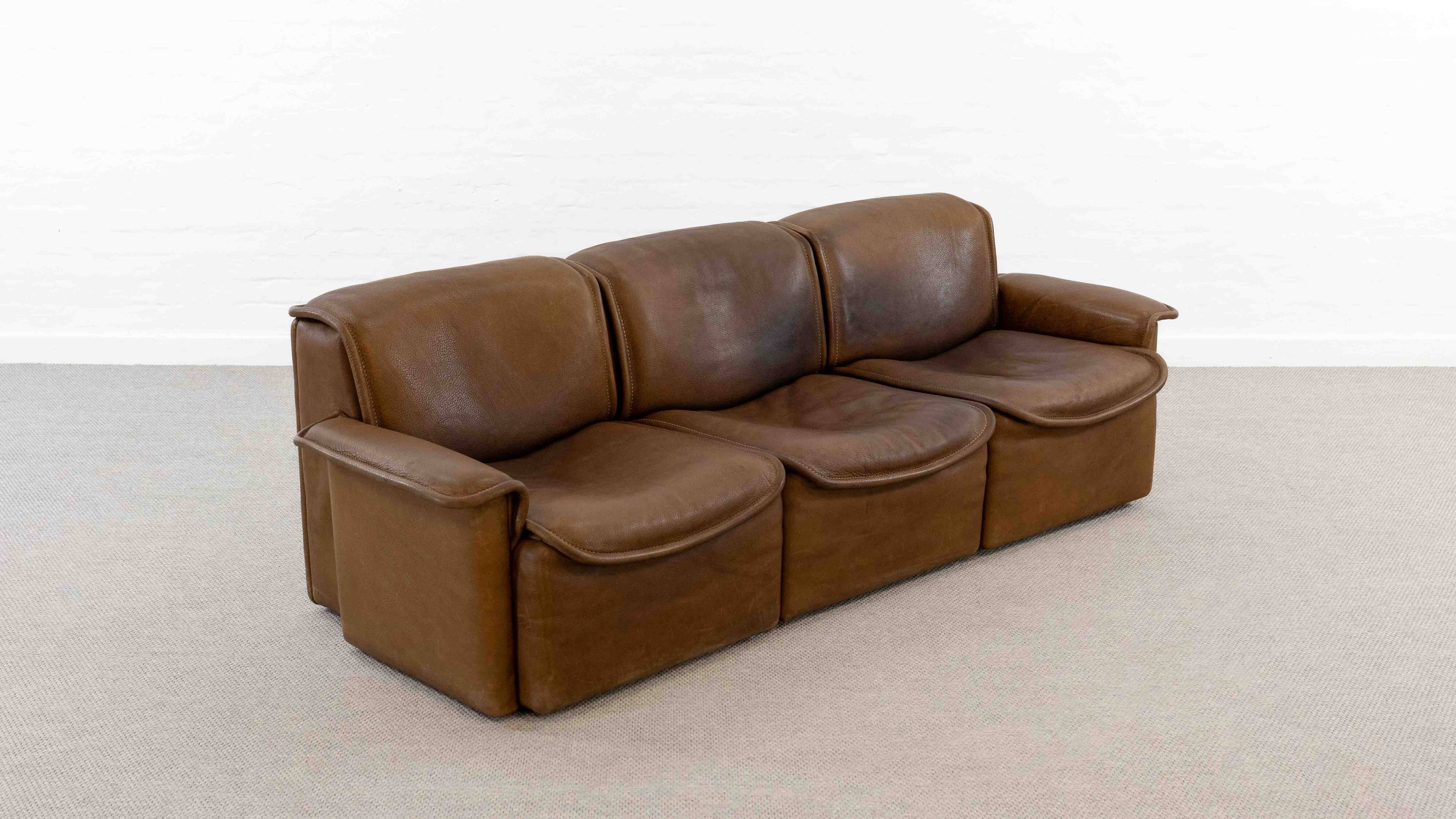 Modular De Sede Sofa DS-12 in cognac leather, 70s