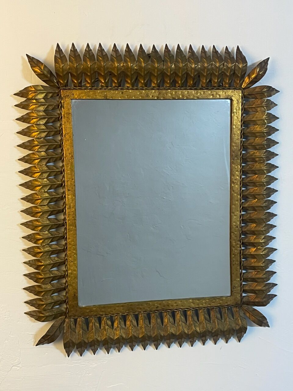 Rectangular sun mirror in wrought iron italian manufacture 50's