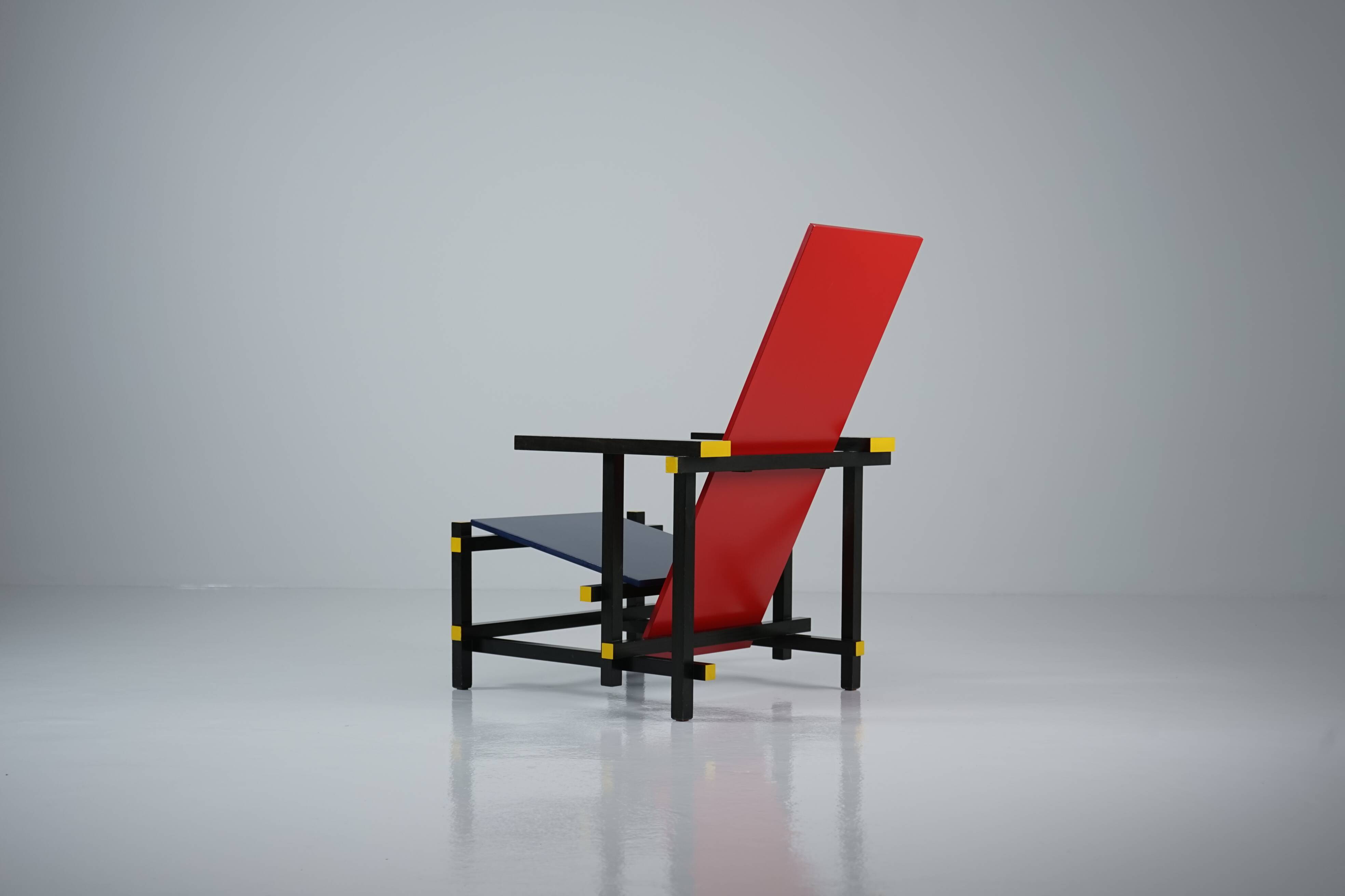 Red And Blue Arm Chair by Gerrit Rietveld for Cassina