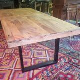 Large mango wood table with contemporary base