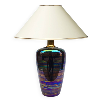 Iridescent ceramic table lamp 1970s vintage italian glazed