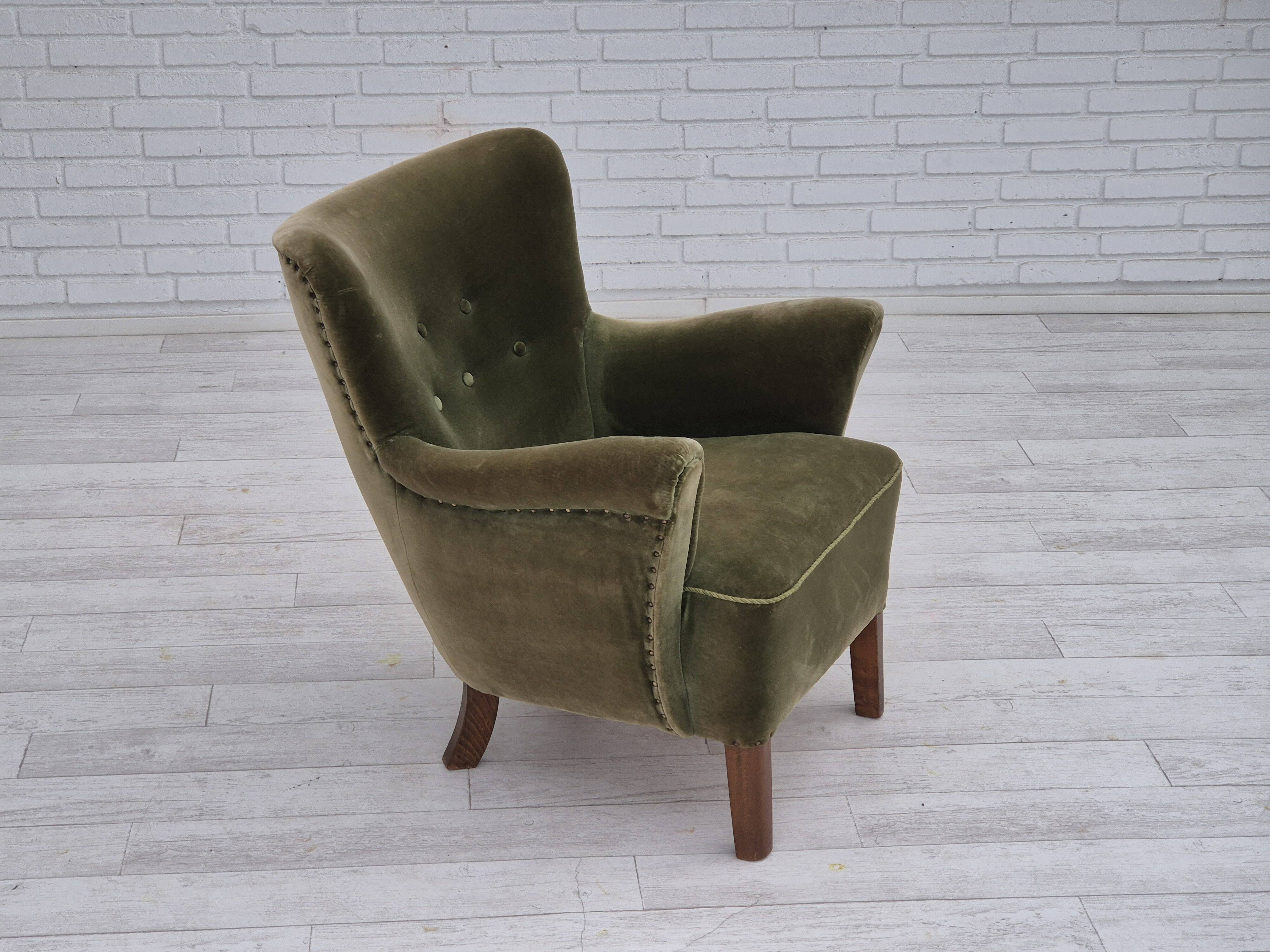 1970s, Danish design, lounge chair, original condition, furniture velour.