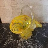 Murano glass basket vase