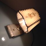 Brass bedside lamp and beige lampshade art deco style