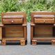 Pair of wooden nightstands, art deco style wooden bedside table, wood and marble table