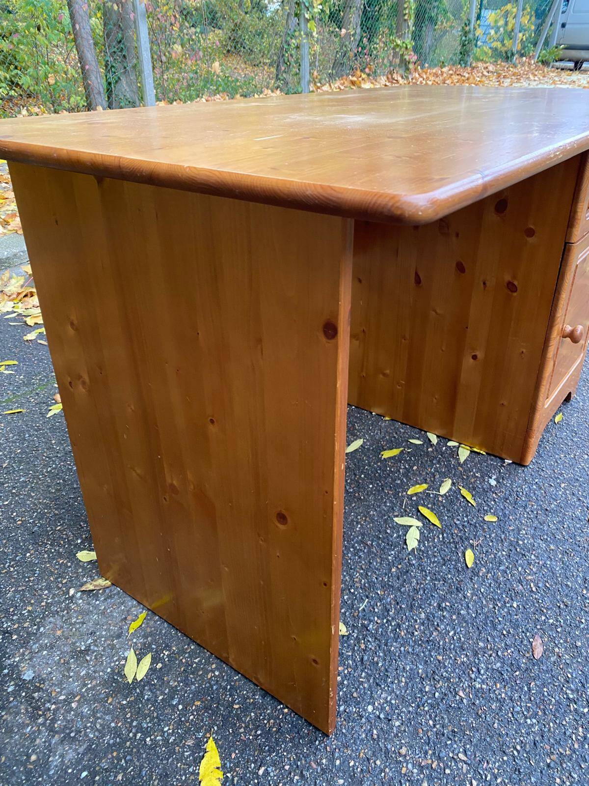 Scandinavian solid wood desk with drawer, 132cm