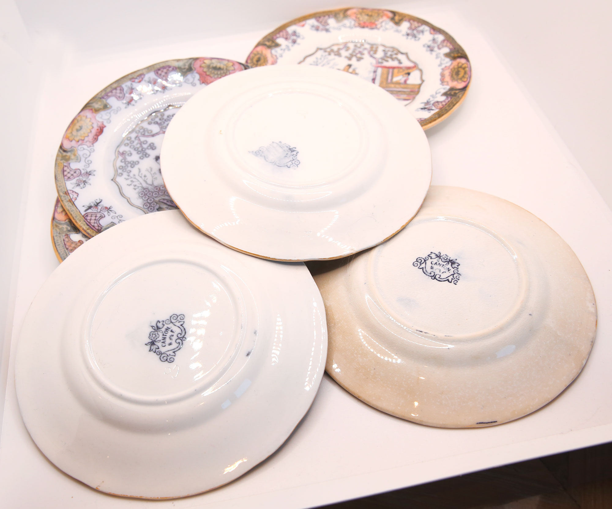 Set of 6 dessert plates model canton of B.F-boch frères, Belgium, late 19th