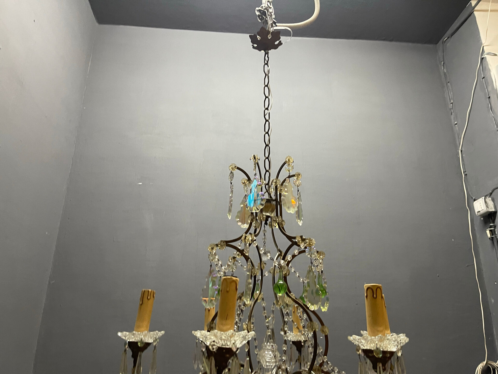 Multicoloured Murano Glass & Crystal Chandelier, 1950s