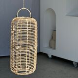 Large lantern-shaped rattan pendant lamp H50 D24