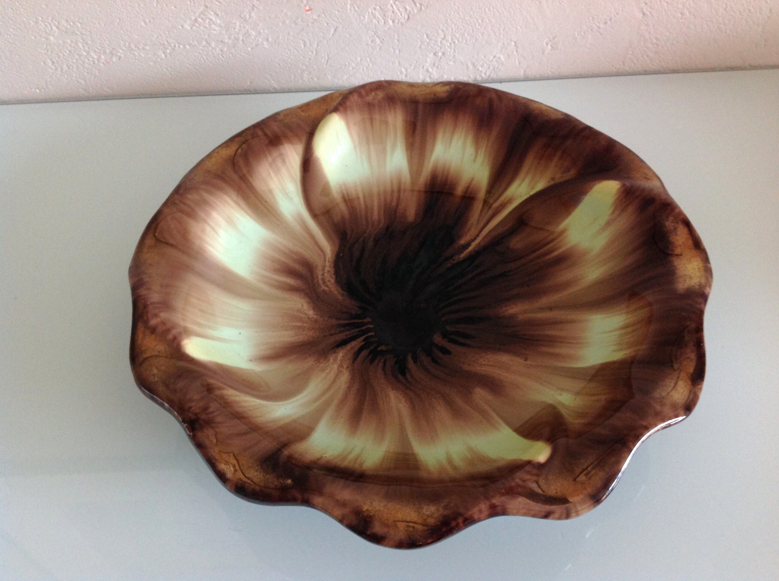 Flat cut in iridescent ceramic, vintage 50/60
