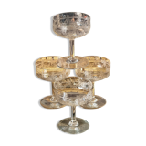 Engraved crystal champagne coupes