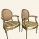 Pair of Louis XVI style armchairs, oval backrest and caning.