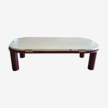 Metal and travertine coffee table – 80s