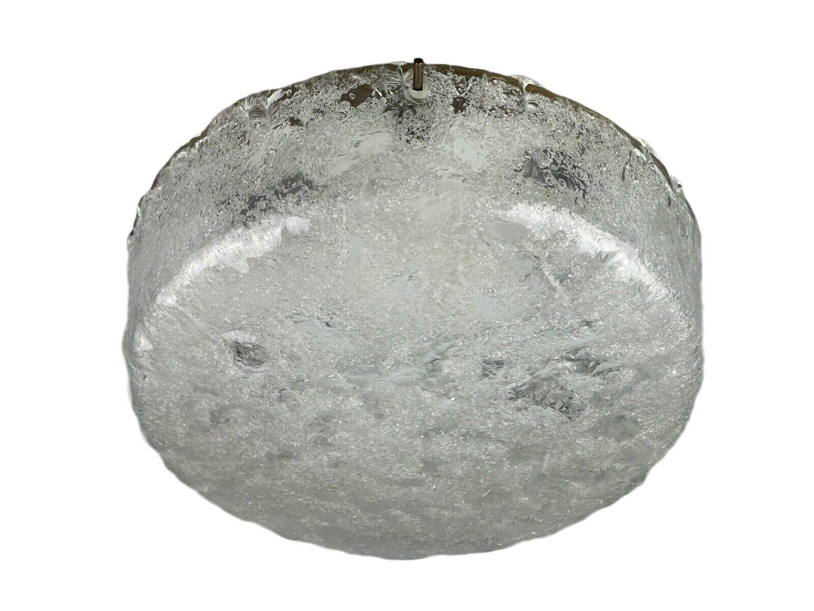 60s 70s ceiling lamp Plafoniere Flush Mount Ice Glass Hillebrand Germany