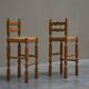 Set of 4 Razorblade bar stools in solid oak, 1960s.