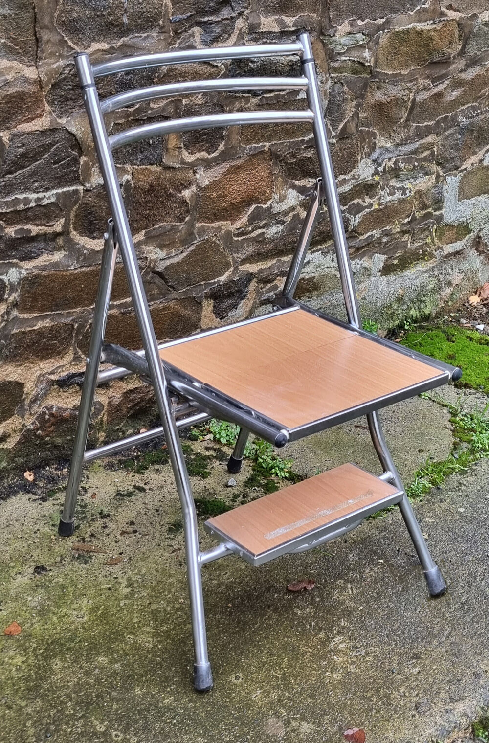 Formica chair stepladder retractable, vintage, 70s