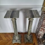 Pair of 19th century green marble columns