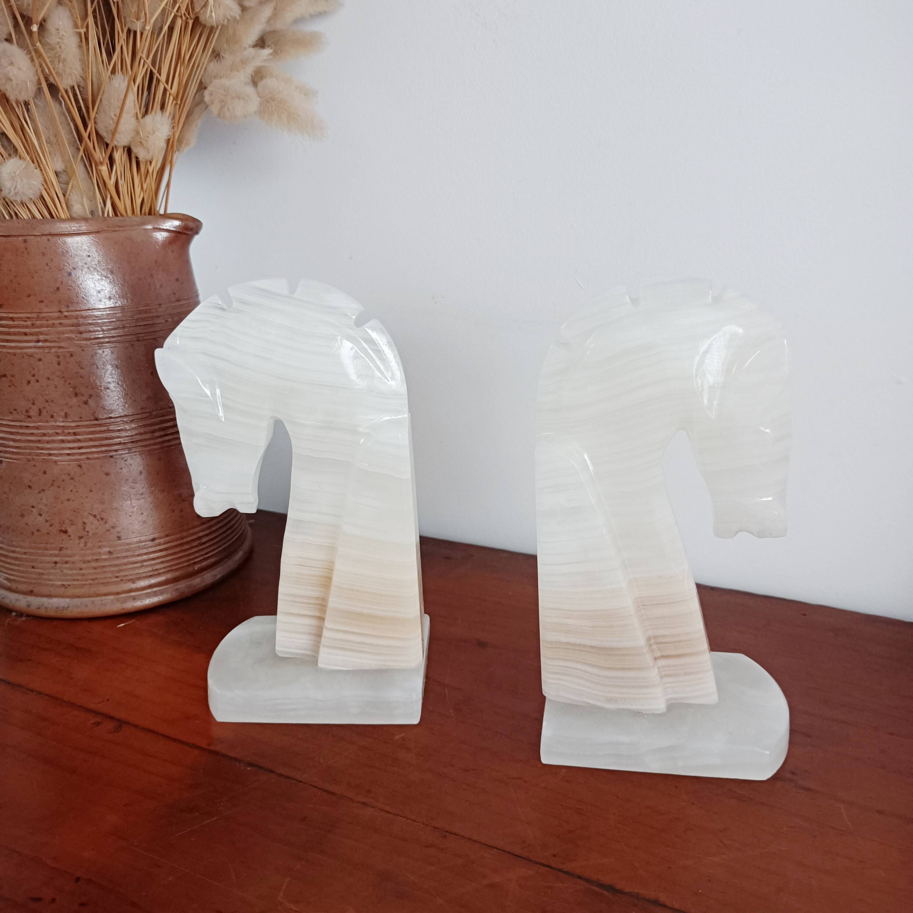 pair of onyx horse bookends