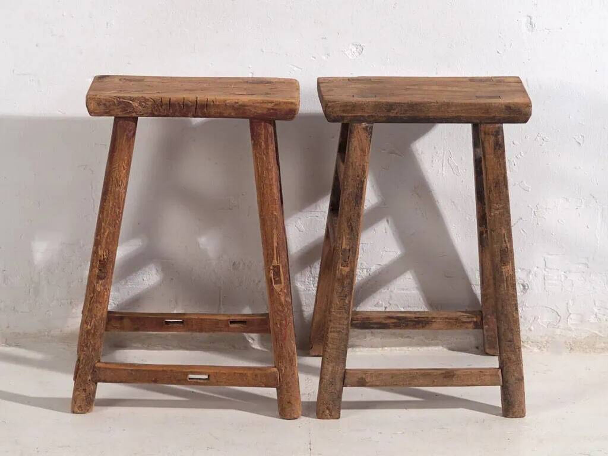 Antique Eastern stools (circa 1900). Set of 2 pieces