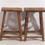 Antique Eastern stools (circa 1900). Set of 2 pieces
