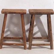 Antique Eastern stools (circa 1900). Set of 2 pieces