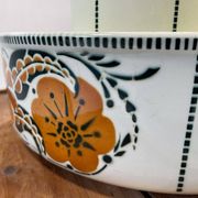 Antique bowl and basin from Saint-Amand, decorated earthenware, 1920s