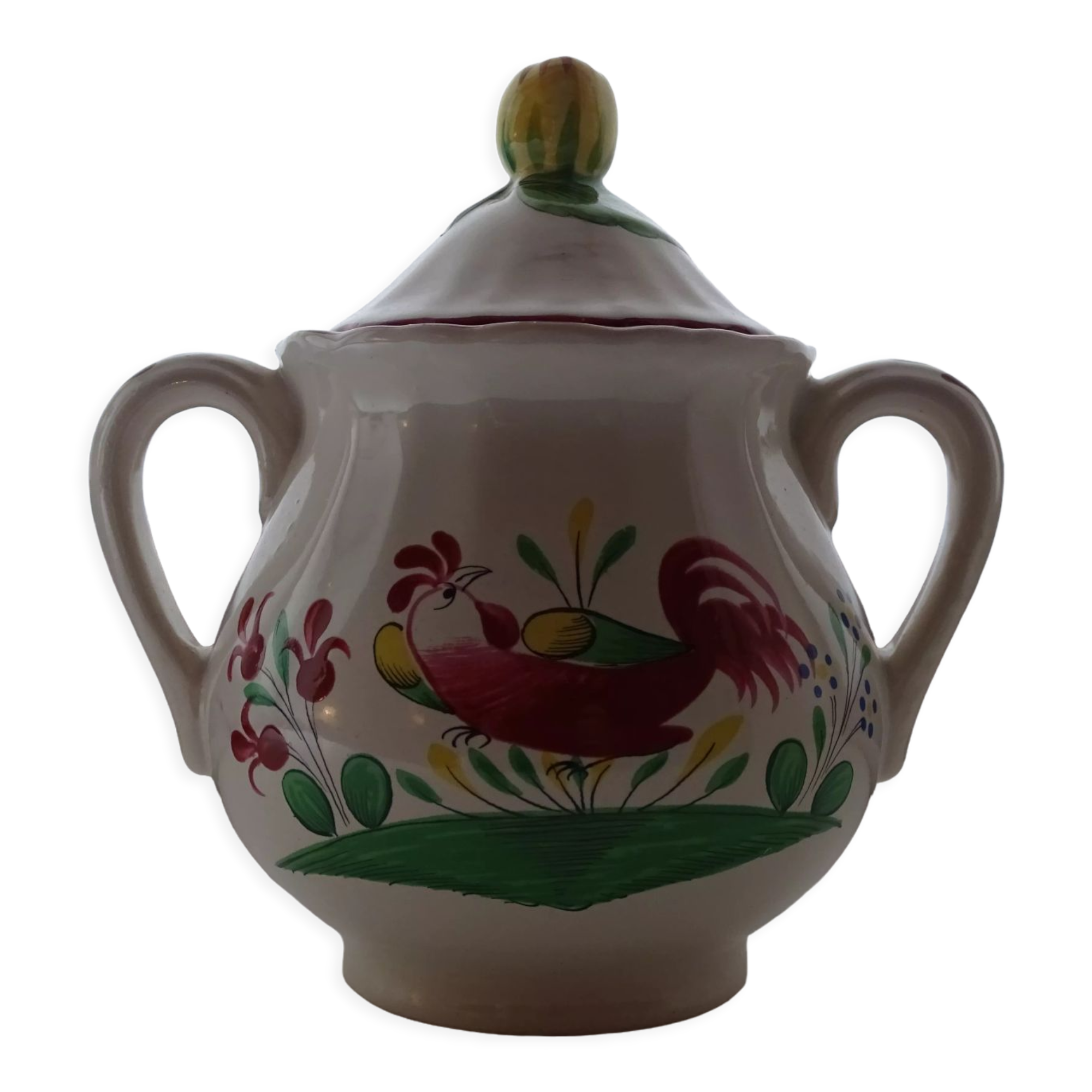 Faience sweetening St Clément France - Rooster decoration