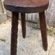 Rustic Tripod Stool in Solid Wood, Brutalist Style, Early 20th Century