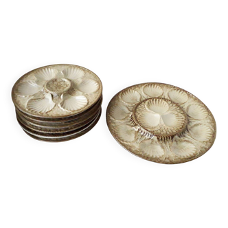Plat et assiettes à coquillages en barbotine