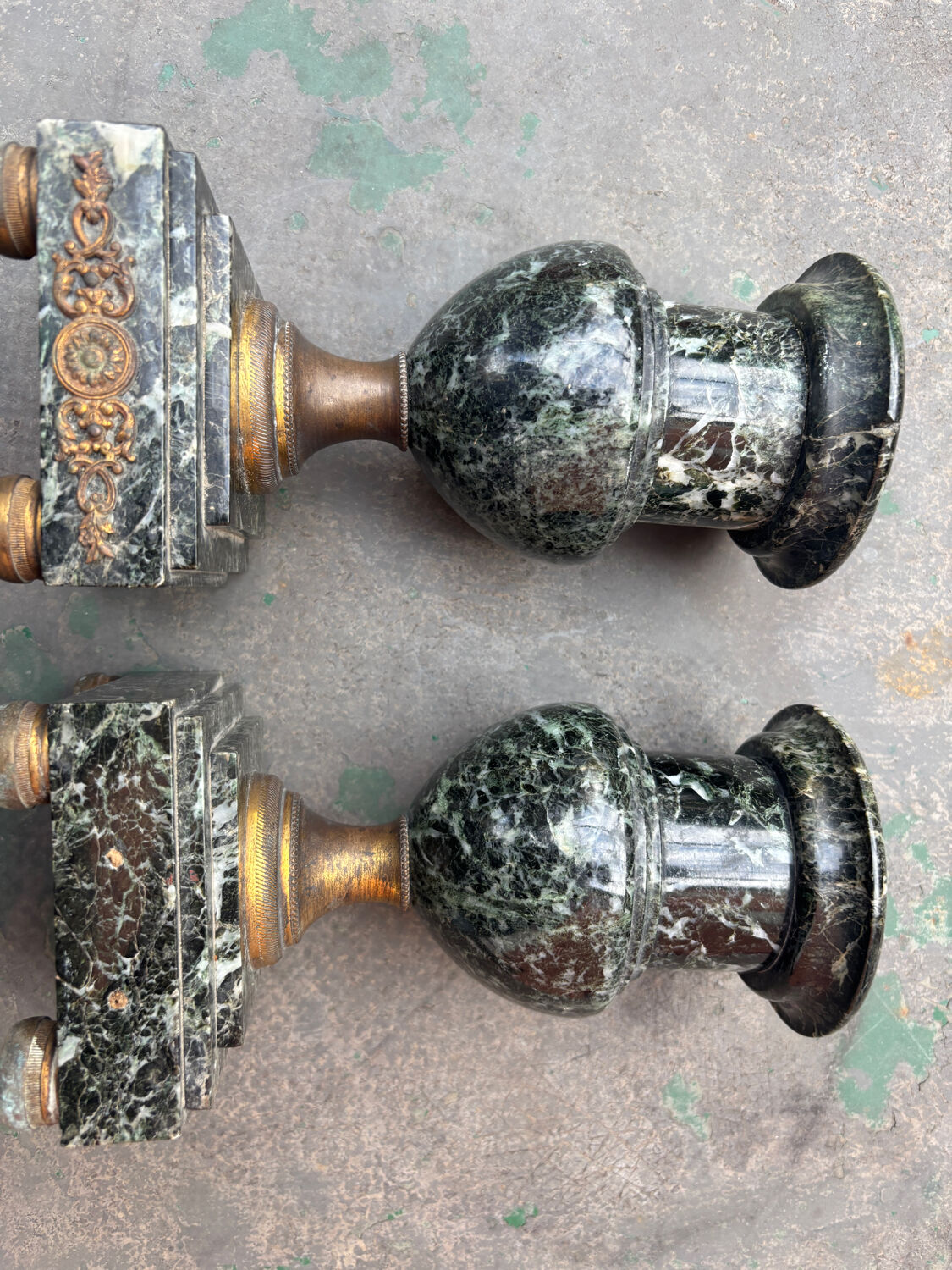 Pair of green marble vases