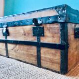 Cargo trunk or seat. Wood and metal, France circa 1900.