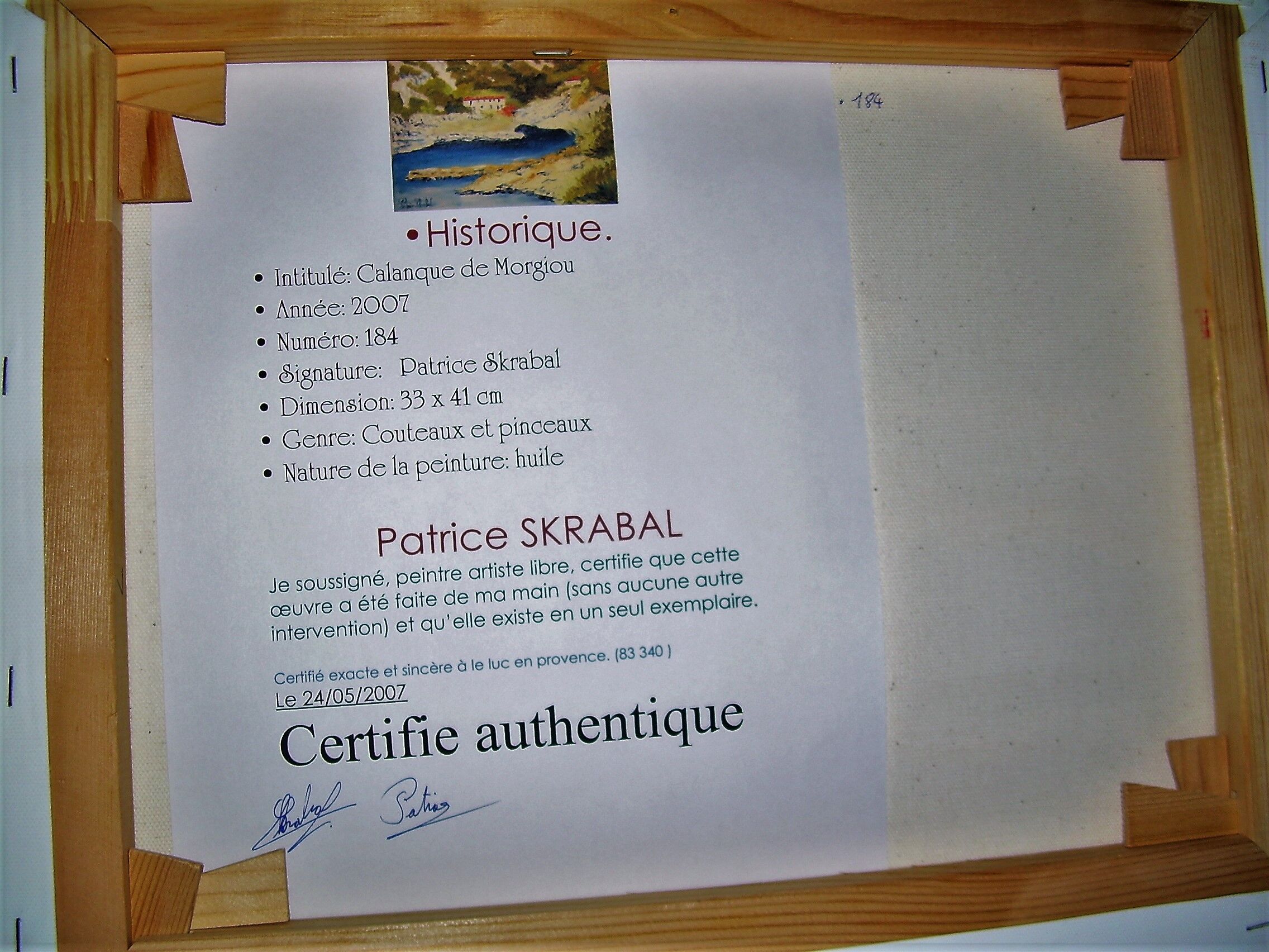 Oil on canvas by Patrice Skrabal Calanque de Morgiou