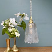 Vintage art deco frosted glass tulip pendant light