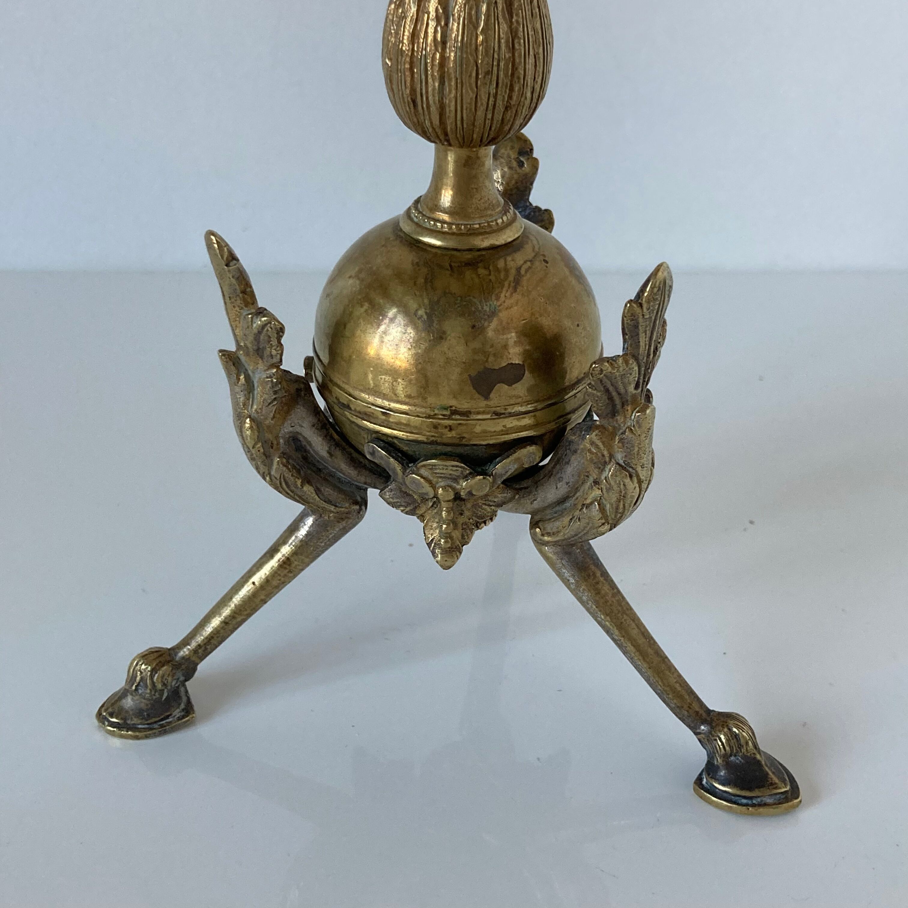 Pair of neoclassical style candlesticks in gilded bronze in the taste of Barbedienne