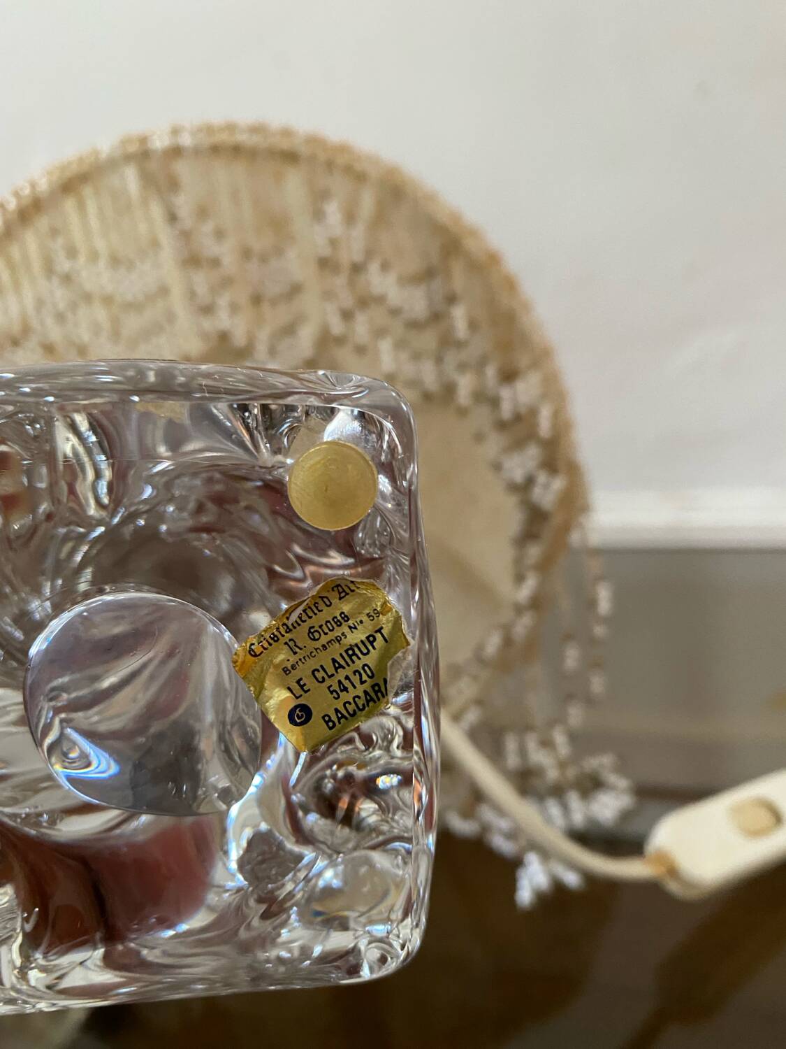 Antique Baccarat Crystal Twisted Bedside Lamp