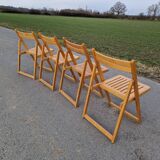 Set of 4 Folding Chairs in Wood and Plywood