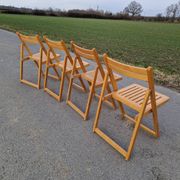 Set of 4 Folding Chairs in Wood and Plywood