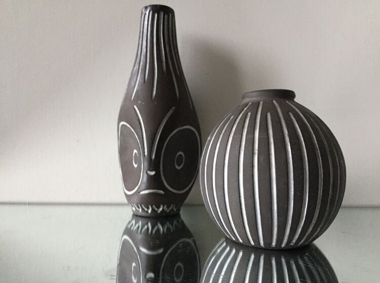 Deux vases danois vintage en grès